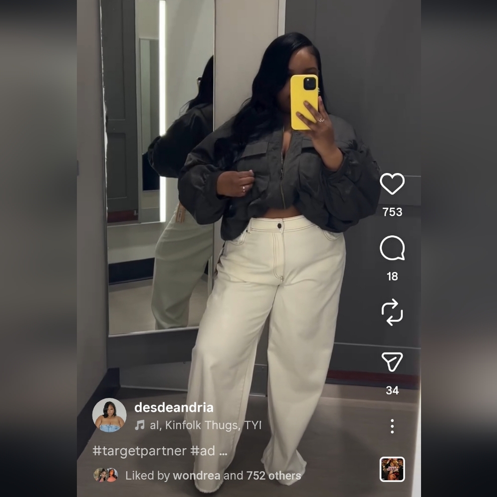 Future Collective x Jenny K Lopez 26W Ecru Cream High Rise Wide Leg Baggy Jeans - Picture 15 of 16
